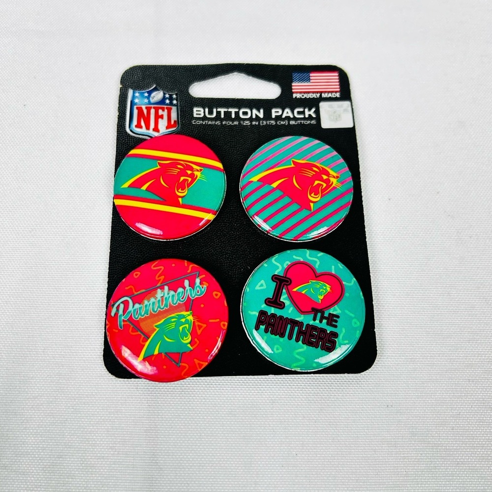 Carolina Panthers Button Pack x4 Neon Colors Wincraft NFL